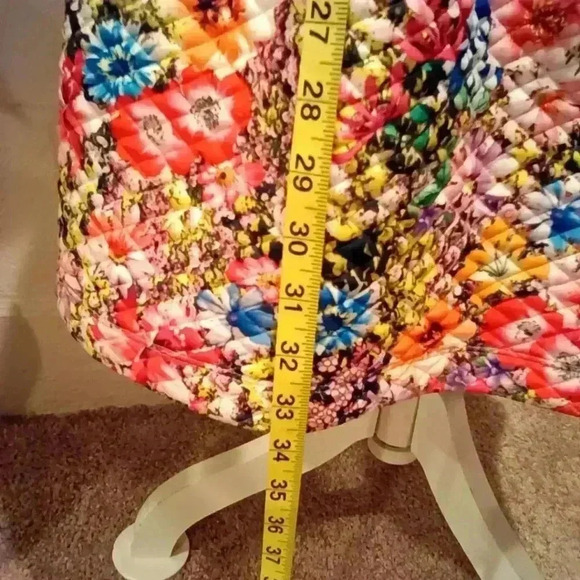 Black Halo Colorful Floral QuiltedA-Line Minidress Women's Size 2 Lining EUC. - Picture 10 of 11